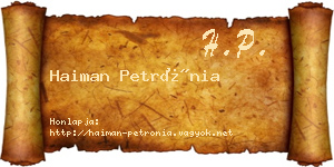 Haiman Petrónia névjegykártya